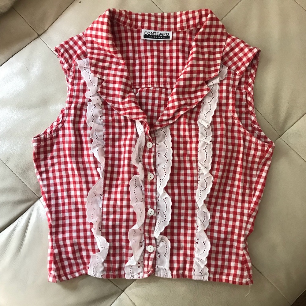 Vintage red gingham sleeveless top